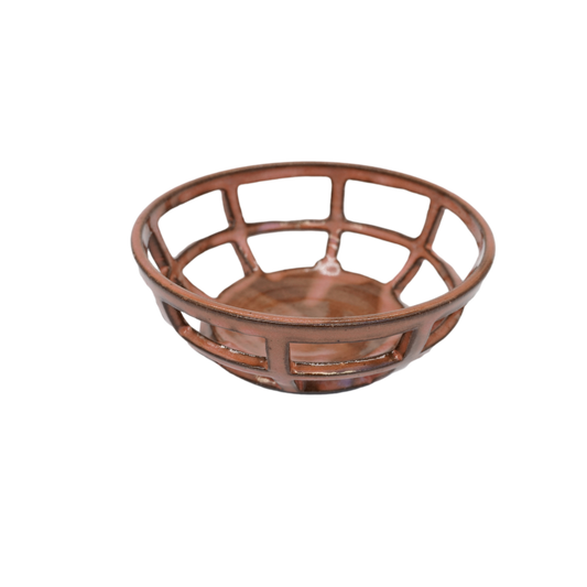 Terracotta Colored Ceramic Bowl With Open Work Detail