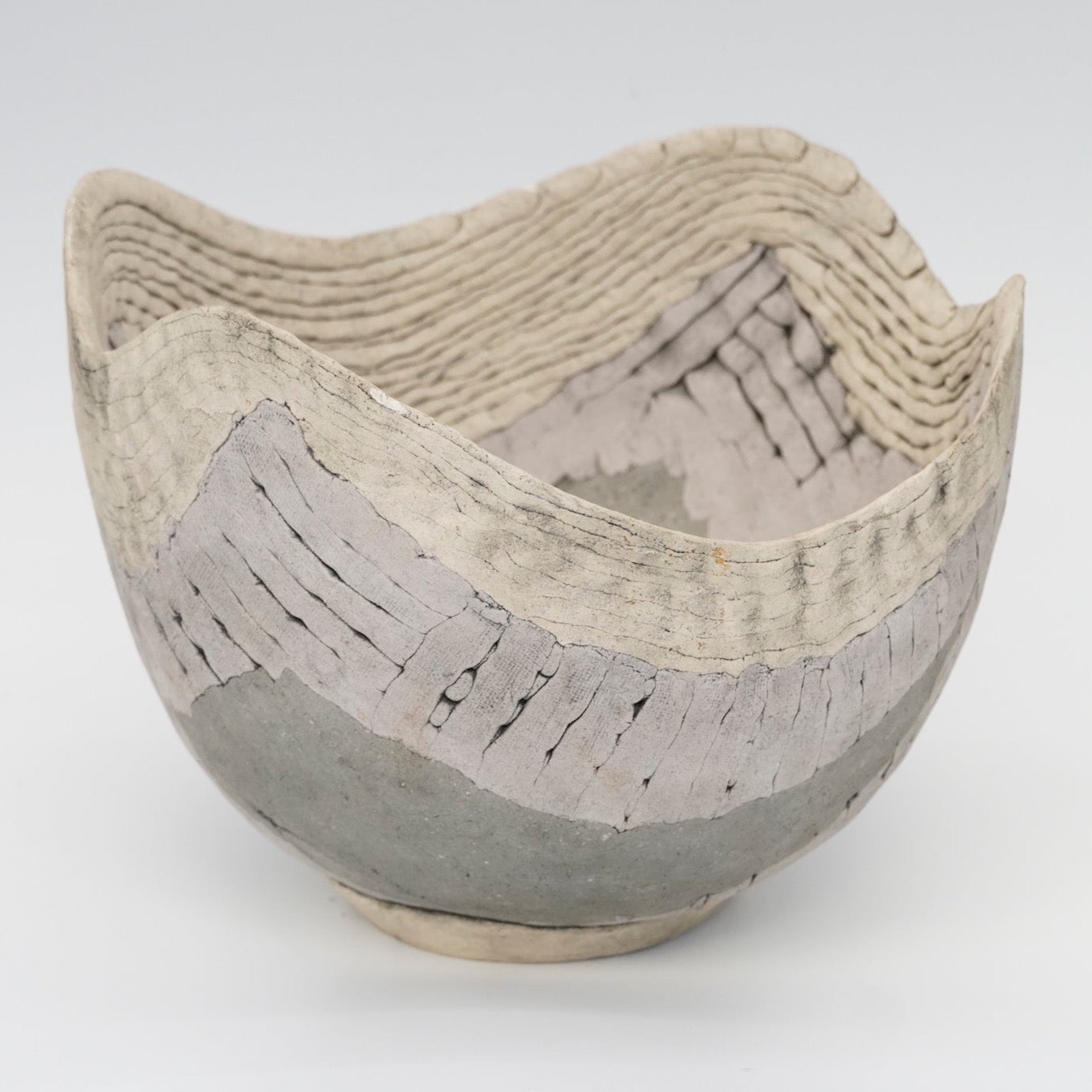 Vintage woven ceramic one of kind decorative bowl