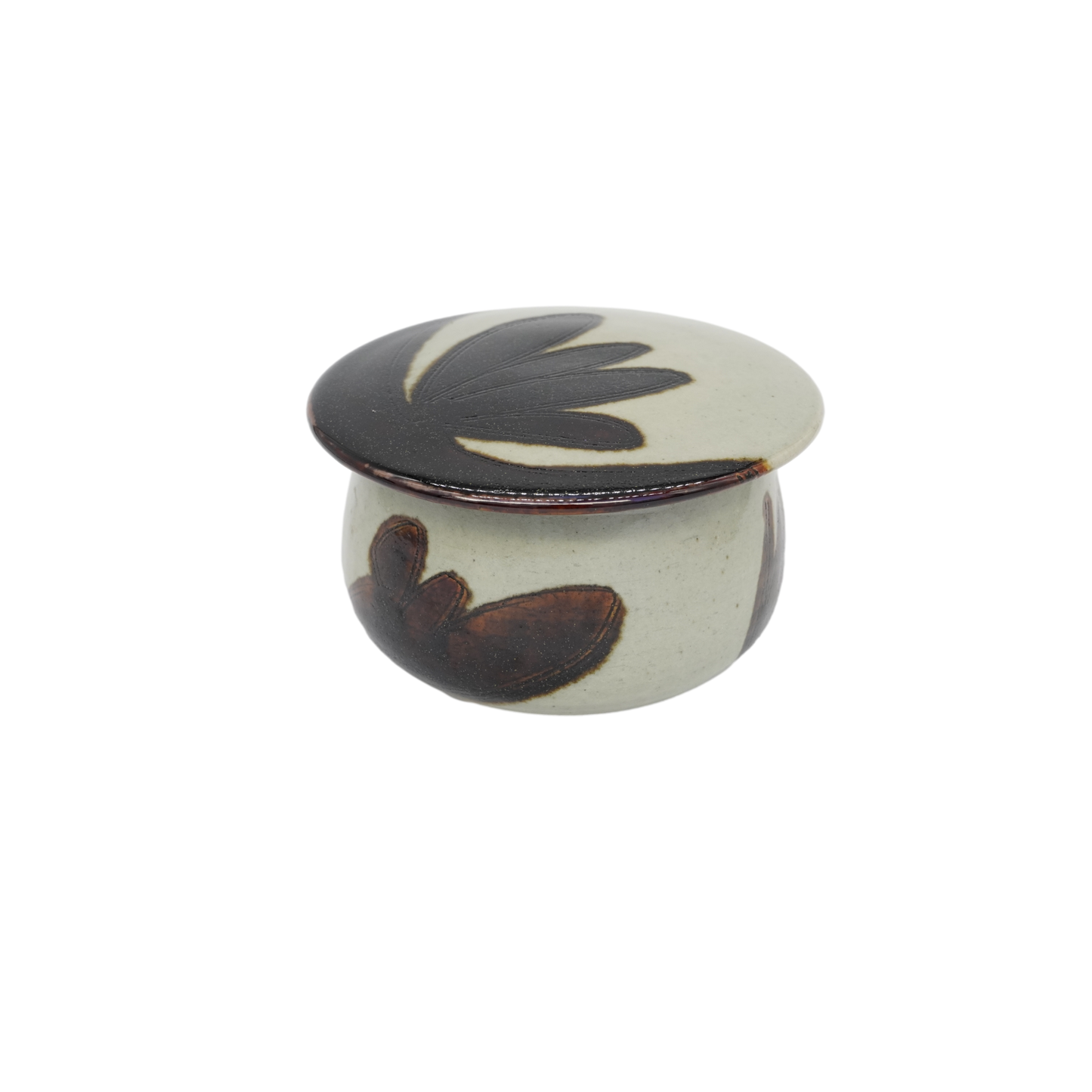 Black + Cream Ceramic Bowl With Lid