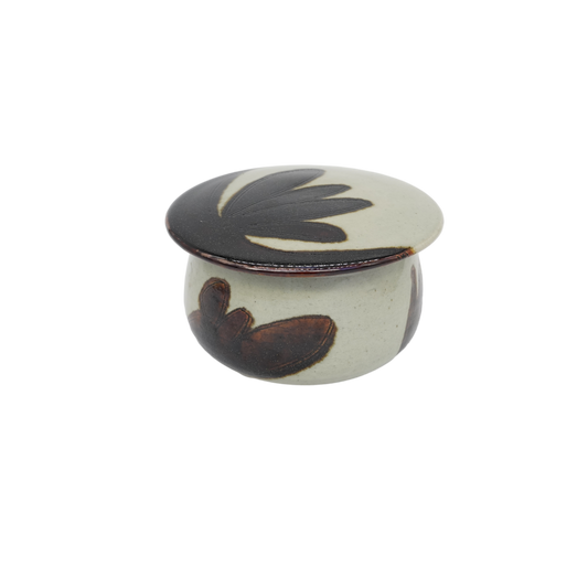Black + Cream Ceramic Bowl With Lid