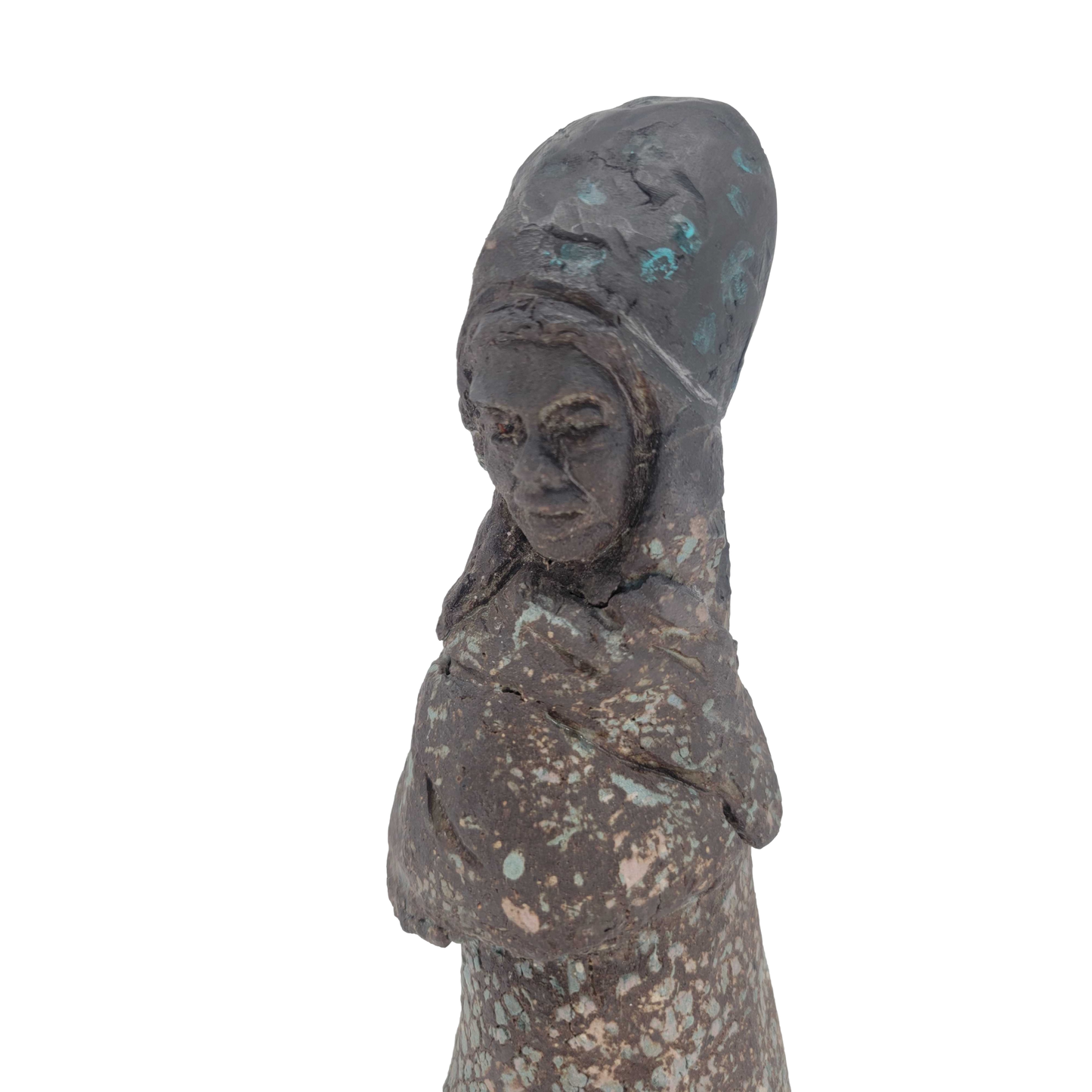 Unique Sculpture of Woman in Hooded Headdress