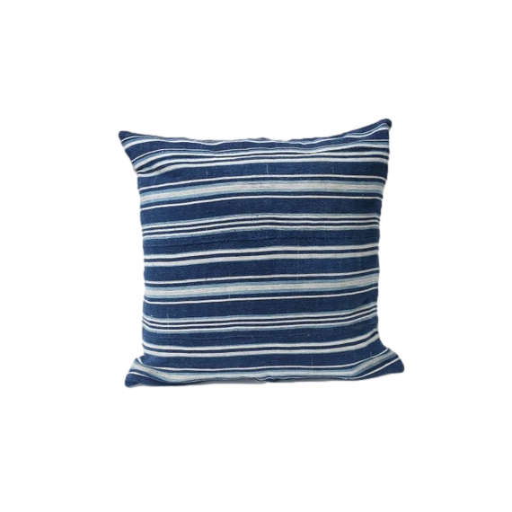 Vintage Blue Linen Fabric Throw Pillows