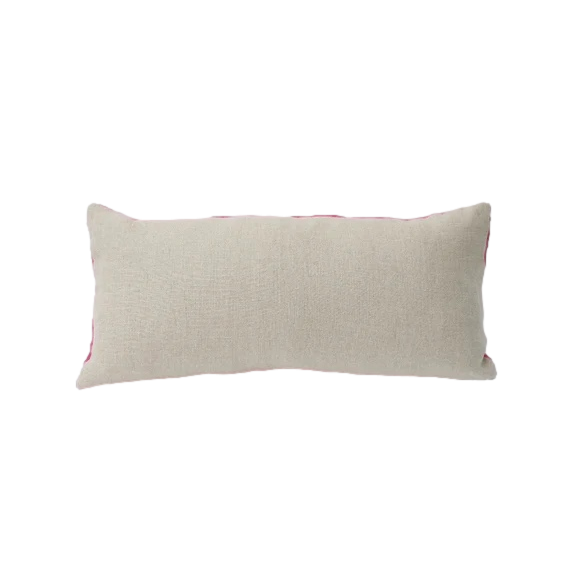 Vibrant Pink Linen Geometrical Patterned Vintage Fabric Throw Pillows