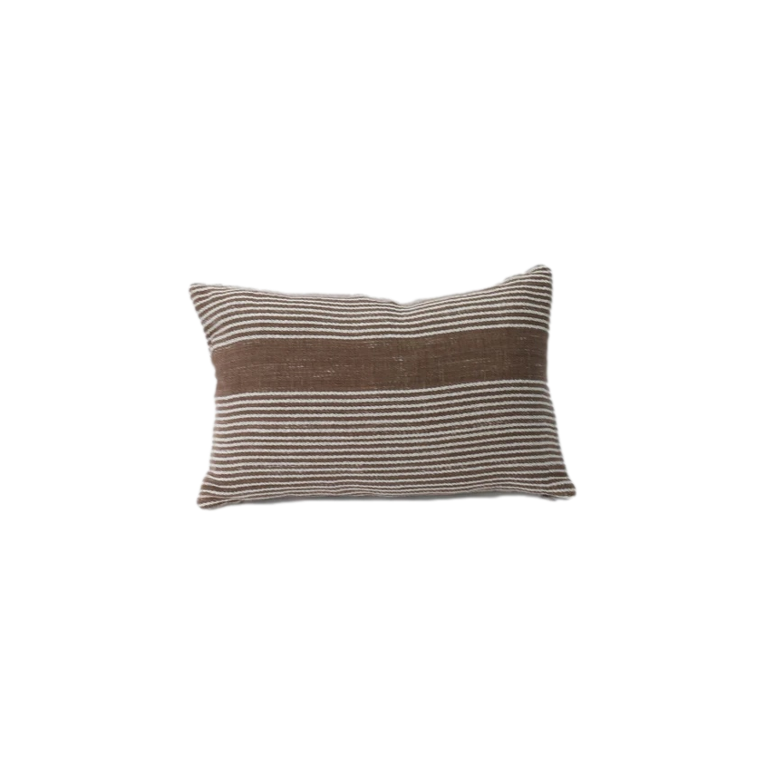 Vintage Neutral Striped Linen Fabric Throw Pillow Cases